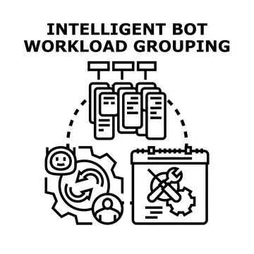 Intelligent bot workload grouping vector concept Stock Illustration