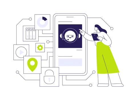 Intelligent bots abstract concept vector illustration. Illustrazione stock