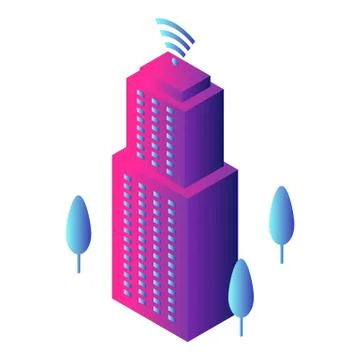 Intelligent building icon, isometric style Ilustración de archivo