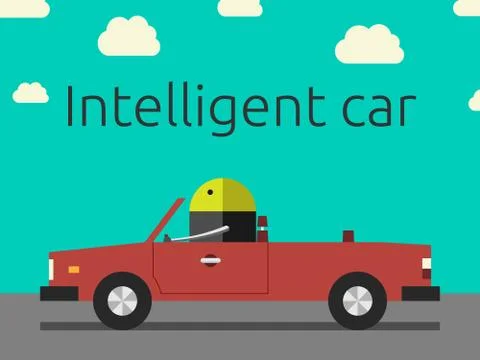 Intelligent car with robot Stock Illustration