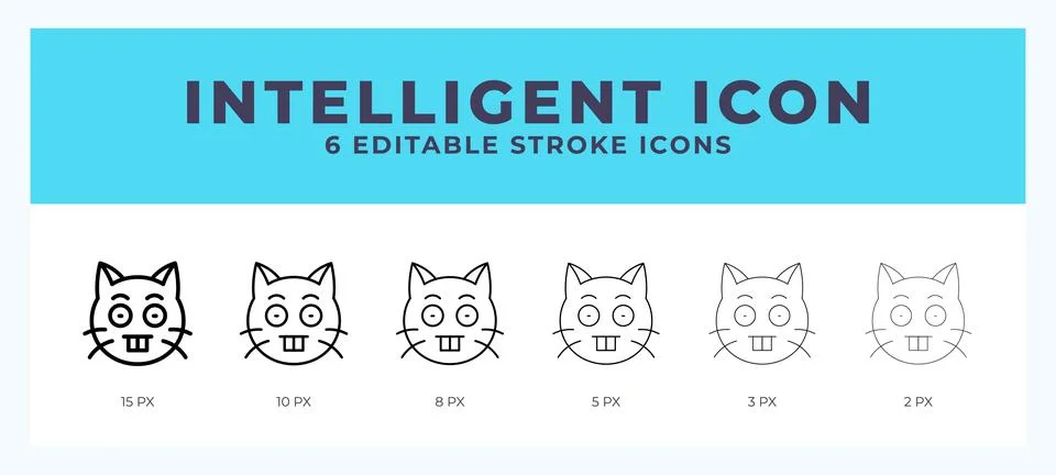 Intelligent cat icon vector for web. And mobile app. Editable stroke outlin.. Stock Illustration