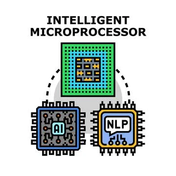 Intelligent computing connecting ai and natural language processing concepts Stockillustratie