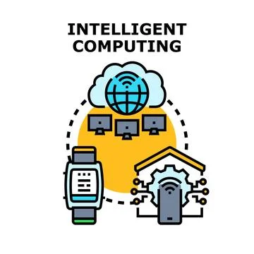 Intelligent computing connecting smart devices and internet of things 스톡 일러스트