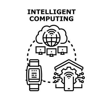 Intelligent computing connecting smart devices and internet of things 库存插图
