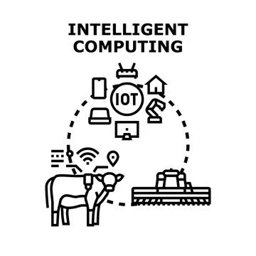 Intelligent computing connecting smart farm with iot devices Stock Illustration