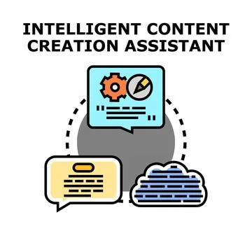 Intelligent content creation assistant concept vector Stock Illustration