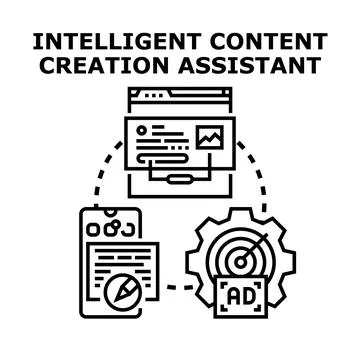 Intelligent content creation digital assistant concept Stock Illustration