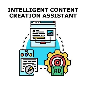 Intelligent content creation digital assistant concept Stock Illustration