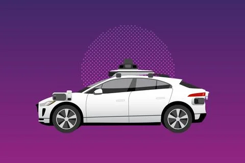 Intelligent controlled driverless car. Self driving car Stock Illustration