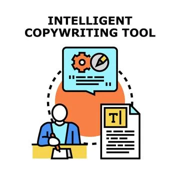 Intelligent copywriting tool developing content using artificial intelligence Stock Illustration