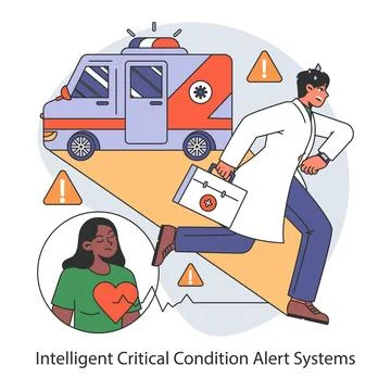 Intelligent Critical Condition Alert Systems concept. Flat vector illustration. Stock Illustration