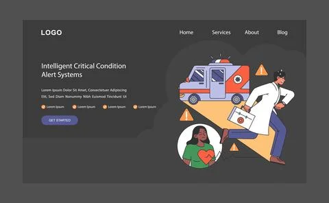 Intelligent Critical Condition Alert Systems concept. Flat vector illustration. 스톡 일러스트