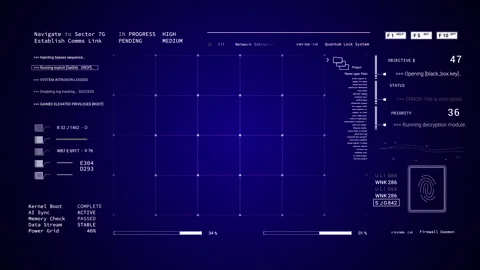 Intelligent Data Analysis Display HUD digital Data User Interface screen text Stock Footage 337557728