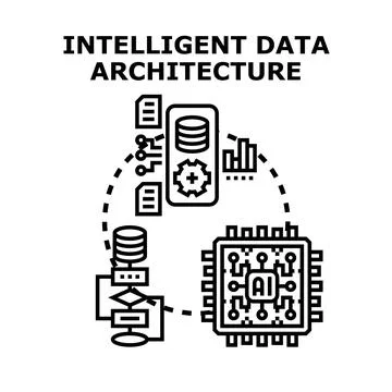 Intelligent data architecture process managing digital information flow 스톡 일러스트