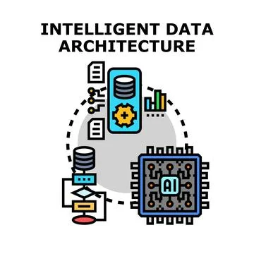 Intelligent data architecture process managing digital information flow Stock Illustration