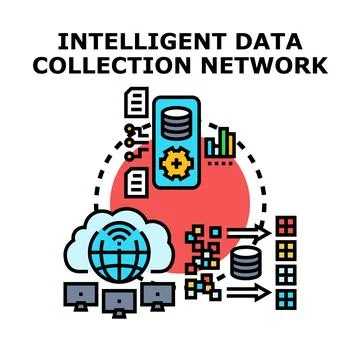 Intelligent data collection network concept processing information 스톡 일러스트