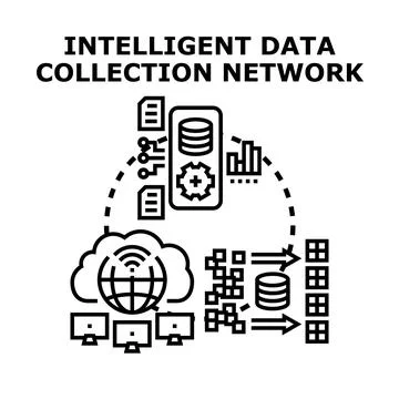 Intelligent data collection network concept processing information イラスト素材