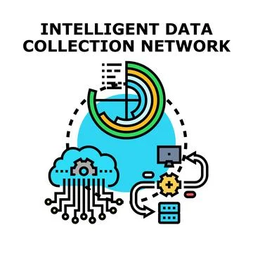 Intelligent data collection network system analyzing information Stock Illustration