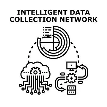 Intelligent data collection network system analyzing information イラスト素材