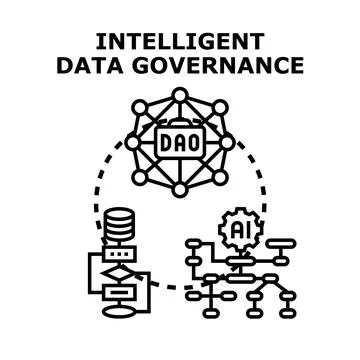Intelligent data governance managing digital information assets Illustration