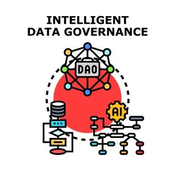 Intelligent data governance managing digital information assets Stock Illustration