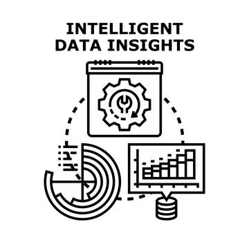 Intelligent data insights processing and analysis concept Stock Illustration