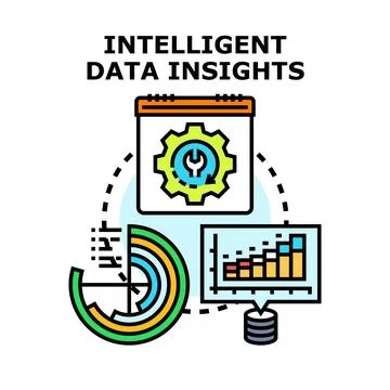 Intelligent data insights processing and analysis concept Stock Illustration