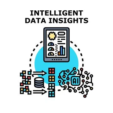 Intelligent data insights processing big data analytics Illustrazione stock