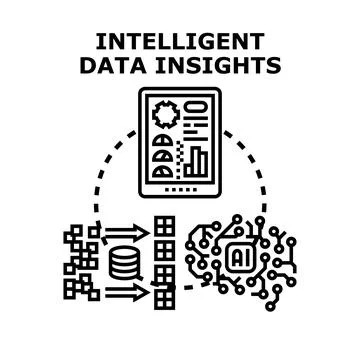 Intelligent data insights processing big data analytics Stock Illustration