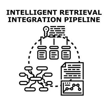 Intelligent data retrieval integration pipeline system Stock Illustration