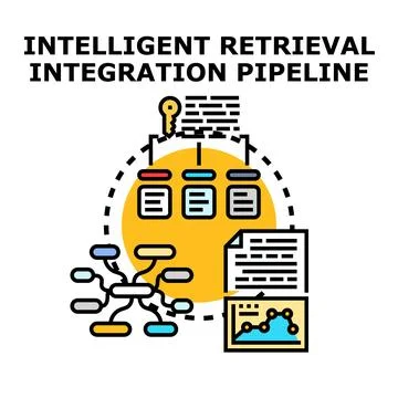 Intelligent data retrieval integration pipeline system Stock Illustration
