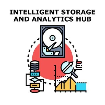 Intelligent data storage and analytics hub concept Stock Illustration