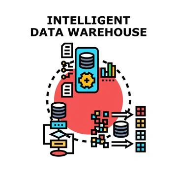 Intelligent data warehouse processing and analyzing information Stock Illustration