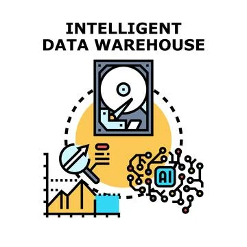 Intelligent data warehouse processing big data analytics Stock Illustration