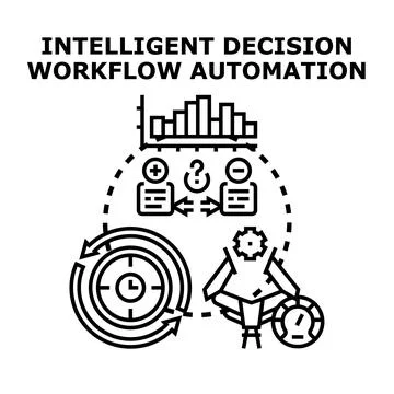 Intelligent decision workflow automation process concept 库存插图