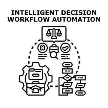 Intelligent decision workflow automation process concept イラスト素材