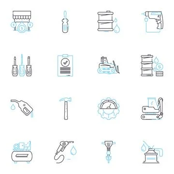 Intelligent design linear icons set. Creationism, Evolution, Science, Religion Illustrazione stock