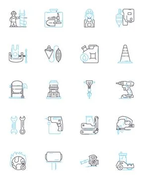 Intelligent design linear icons set. Creationism, Evolution, Science, Religion イラスト素材