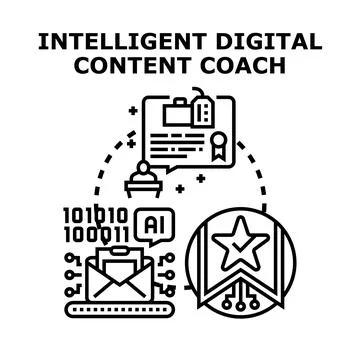 Intelligent digital content coach providing business training Stock Illustration