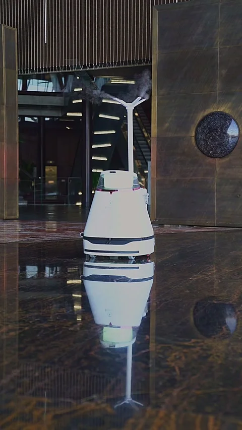 Intelligent disinfection robot, artificial intelligence, Stock Footage 233667942