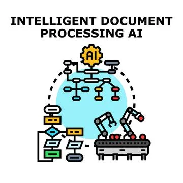 Intelligent document processing ai concept illustration Stock Illustration