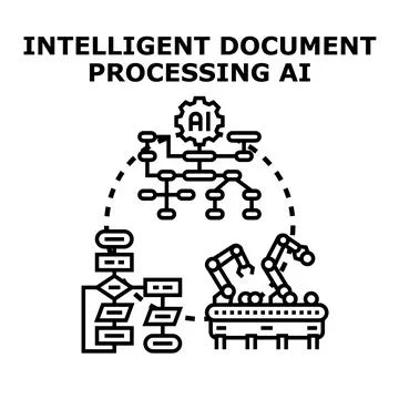 Intelligent document processing ai concept illustration Stock Illustration