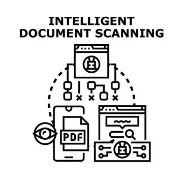 Intelligent document scanning and data automation processing Stock Illustration