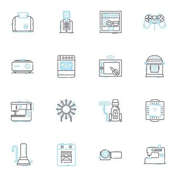 Intelligent dwelling linear icons set. Automation, Technology, Comfort Stock Illustration