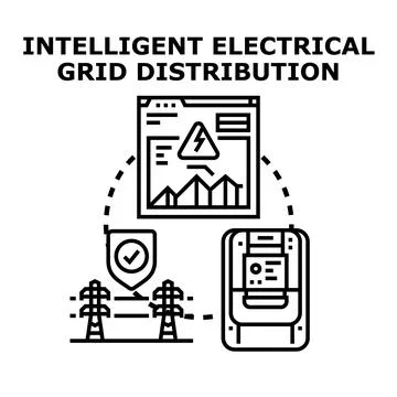 Intelligent electrical grid distribution system managing energy Stock Illustration