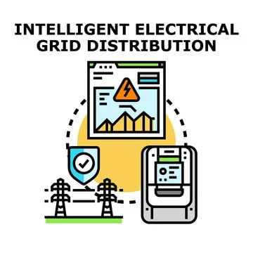 Intelligent electrical grid distribution system managing energy Stock Illustration