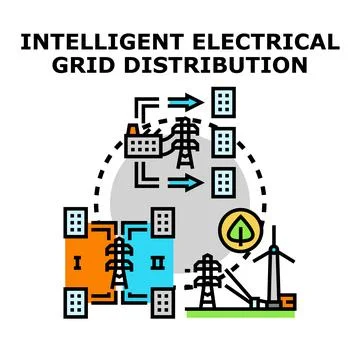 Intelligent electrical power grid distributing renewable energy Stock Illustration