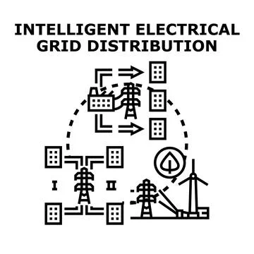 Intelligent electrical power grid distributing renewable energy Stock Illustration