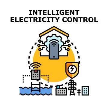 Intelligent electricity control optimizing smart energy system Stock Illustration