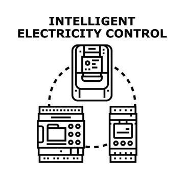 Intelligent electricity control system managing energy consumption Stock-Illustration